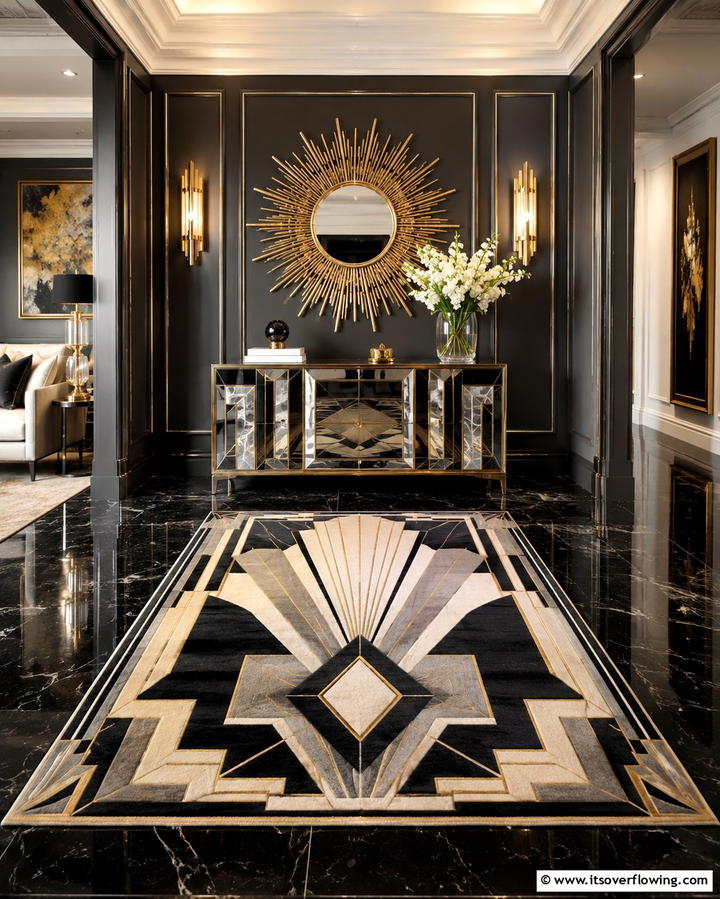 Art Deco Glamour - 30 Welcoming Entryway Rug Designs to Elevate First Impressions
