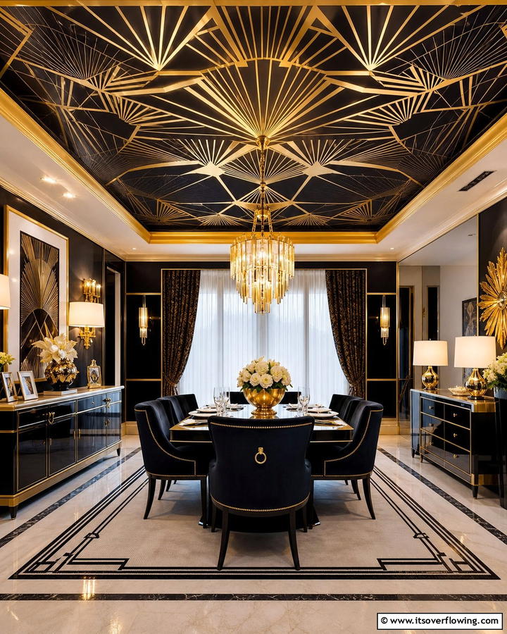 Art Deco Glamour for Timeless Sophistication - 25 Ceiling Wallpaper Ideas to Elevate Your Space