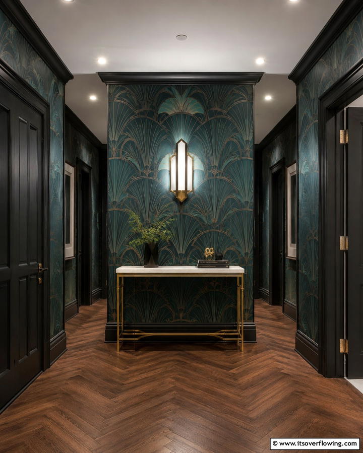 Art Deco Glamour for a Vintage Inspired Passage - 30 Hallway Wallpaper Ideas for a Striking Entryway