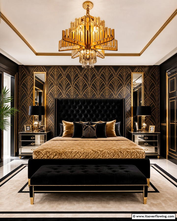 Art Deco Glamour - 20 Bedroom Chandelier Ideas to Elevate Your Space