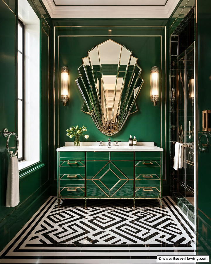 Art Deco Green Vanity - 20 Bathroom With Green Vanity Ideas for a Fresh Look