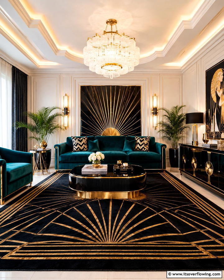 Art Deco Inspirations - 30 Glam Living Room Ideas for Luxurious Comfort