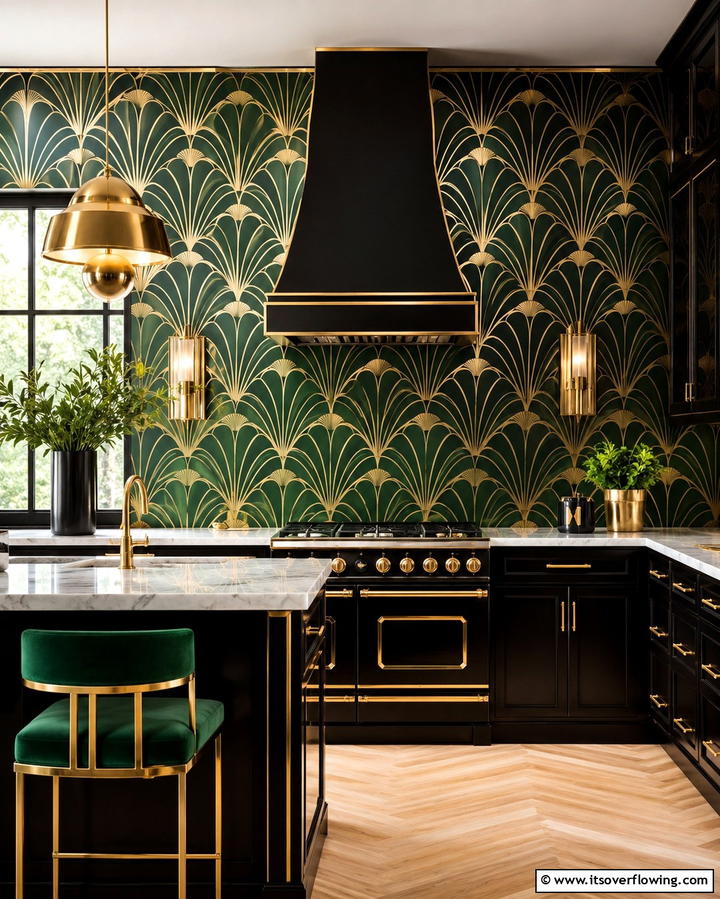 Art Deco Inspirations - 30 Kitchen Wallpaper Ideas- Bold Backsplashes & Accent Walls
