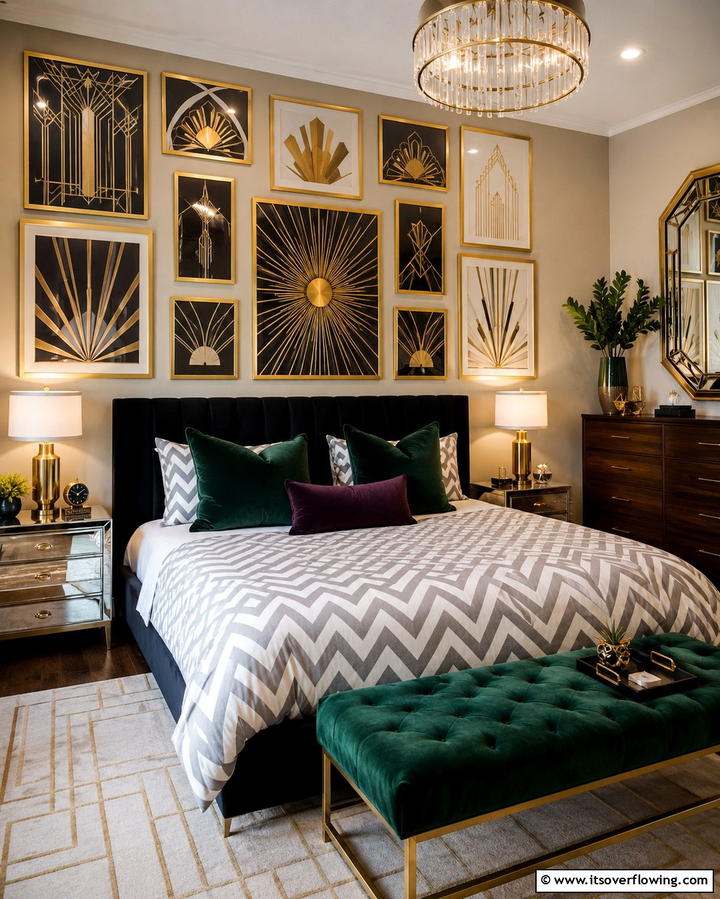 Art Deco Inspired Artwork - 25 Art Deco Bedroom Ideas for a Timeless Look