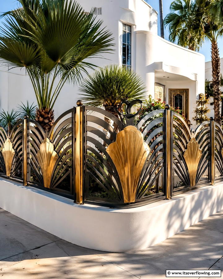 Art Deco Inspired Corner Fence - 30 Innovative Corner Fence Solutions for Yard Boundaries