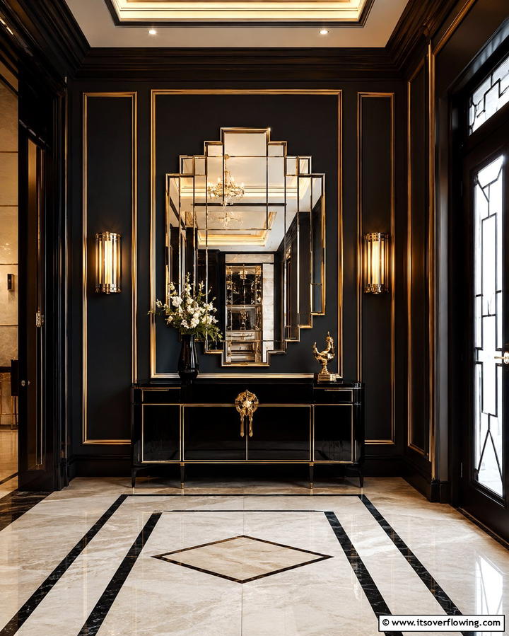 Art Deco Mirror - 30 Statement Entryway Mirror Ideas to Brighten Narrow Spaces