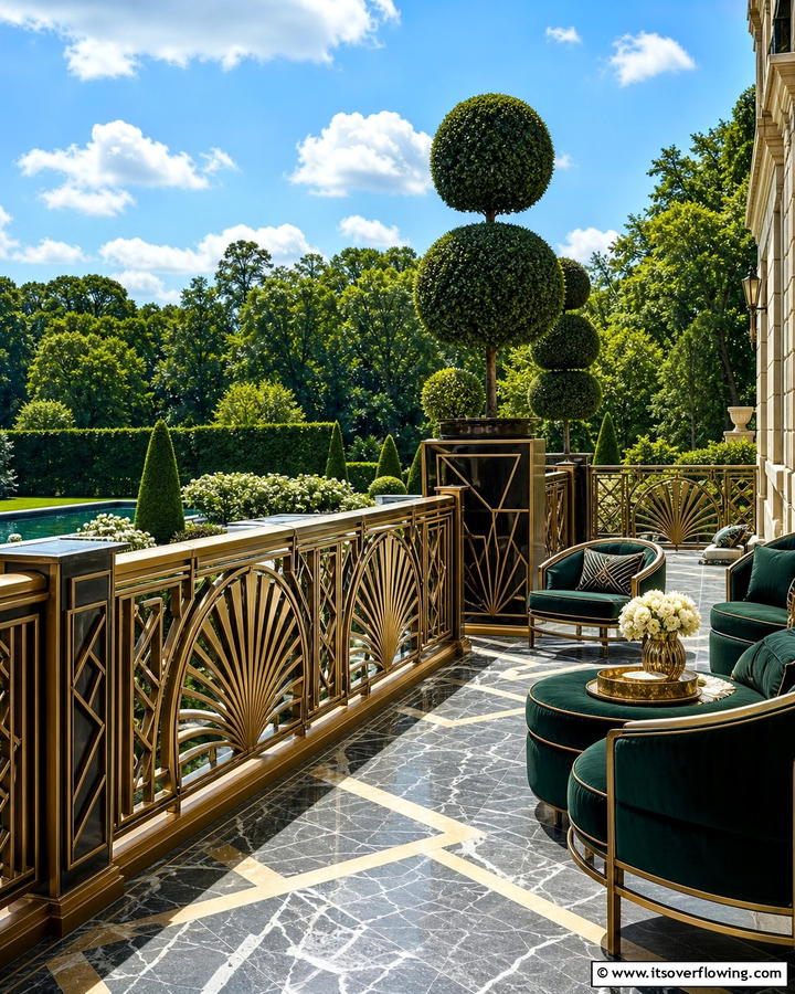 Art Deco Railing with Geometric Patterns - 21 Deck Railing Ideas for Style and Safety
