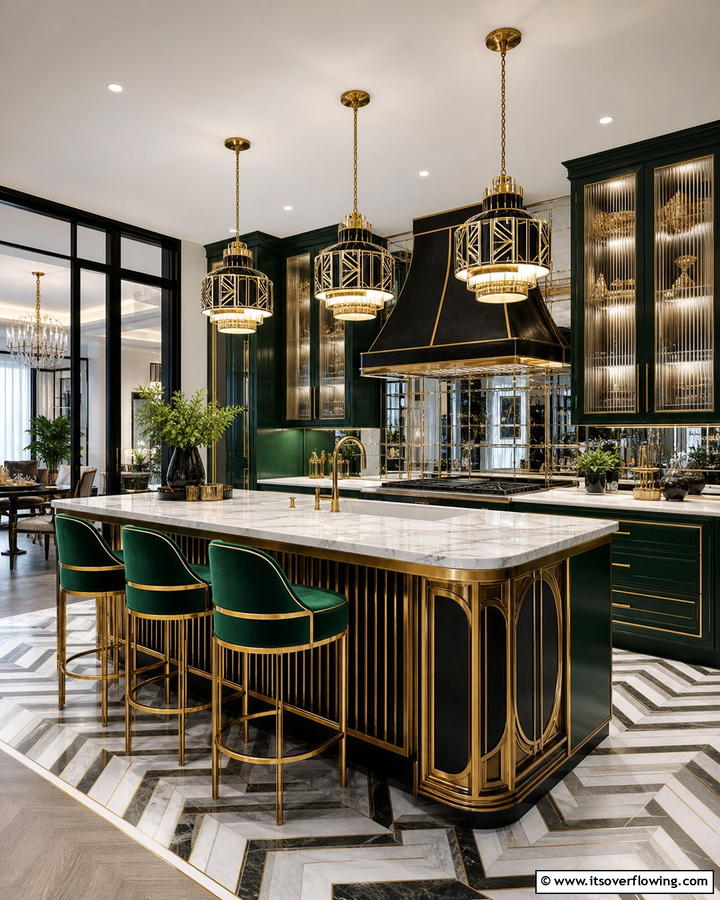 Art Deco Sophistication - 30 Kitchen Island Lighting Ideas to Illuminate Your Space