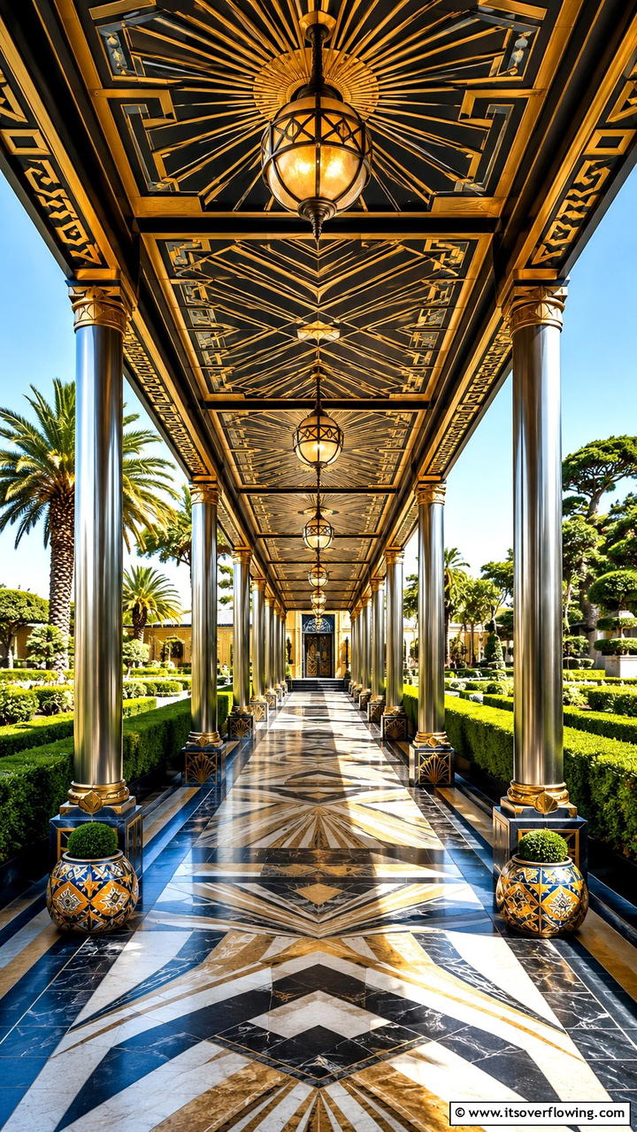 Art Deco Style Covered Walk - 30 Covered Walkway Ideas for All-Weather Charm