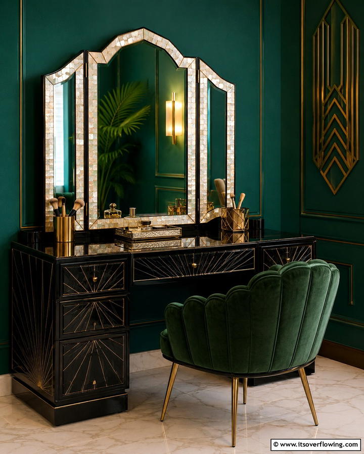 Art Deco Vanity Accents - 30 Bedroom Vanity Ideas for Chic and Functional Dressing Areas