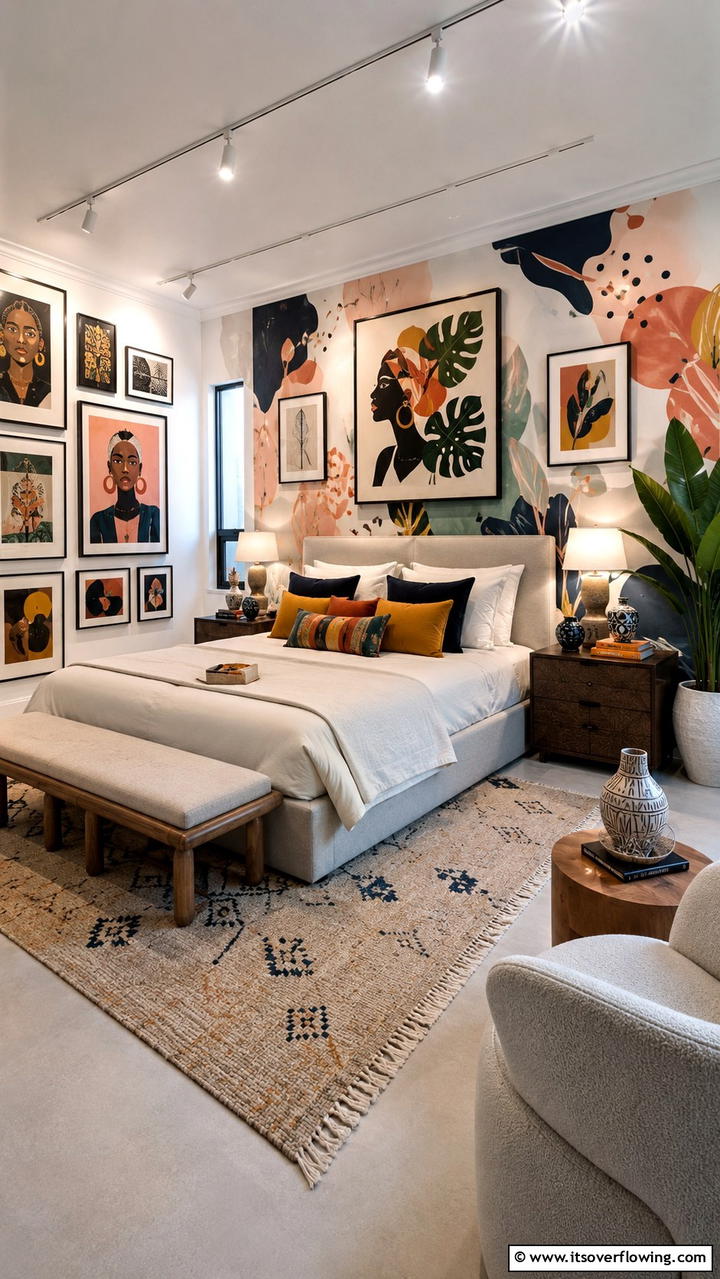 Art Filled Oasis - 30 Bedroom Ideas For Couples- Romantic Retreat Inspiration