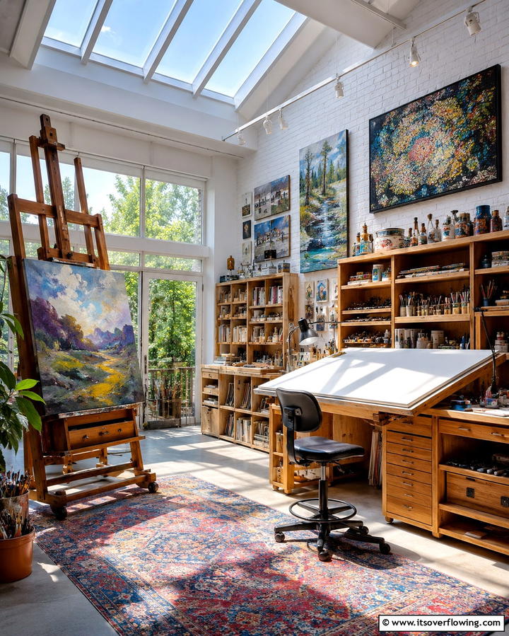 Art Focused Studio - 30 Home Office Ideas Designed Specifically for Him