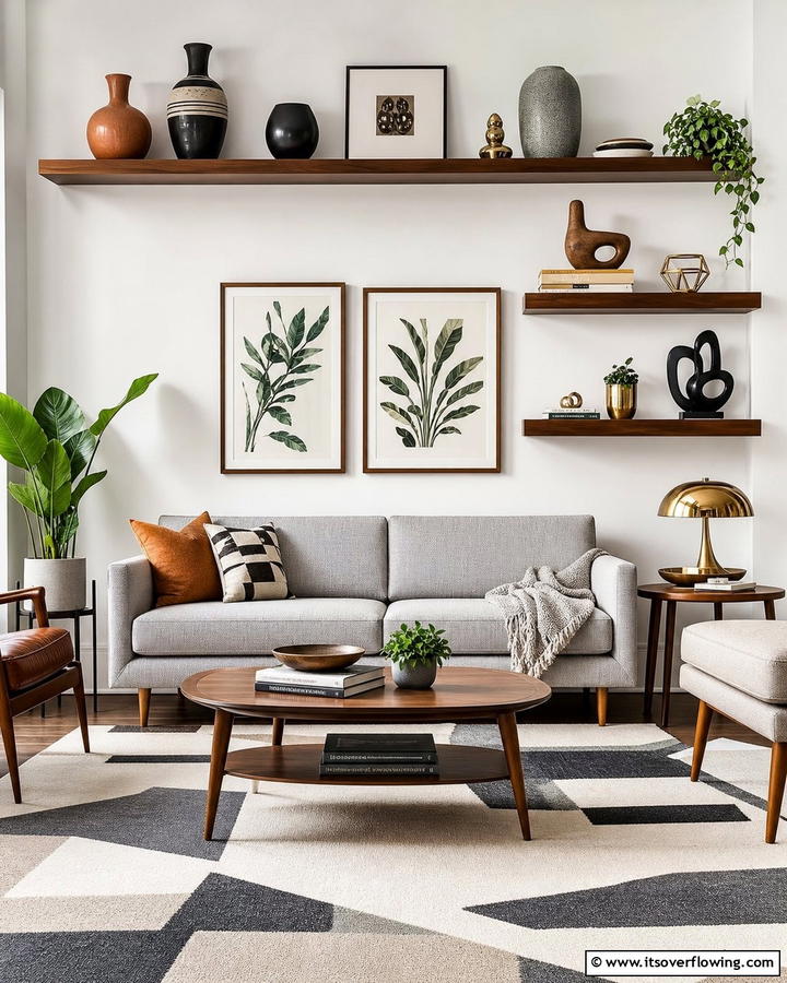 Artful Accessory Arrangements - 21 Mid-Century Modern Living Room Ideas- Timeless Style