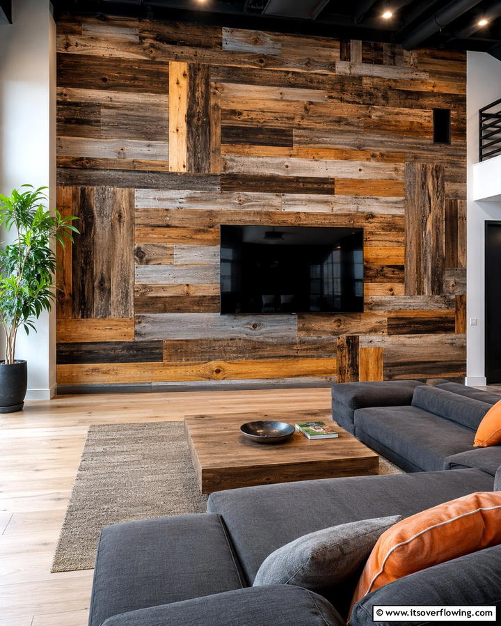 Artful Barnwood Collage - 30 Rustic Barnwood Accent Wall Ideas to Transform Your Space