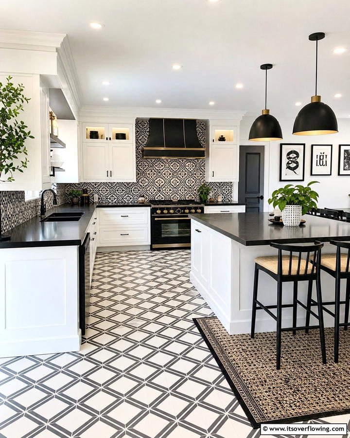 Artful Black and White Patterns - 21 Striking Black & White Kitchen Ideas for Bold Spaces