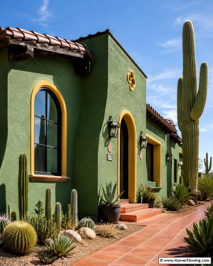 Artful Cactus Green Blend - 30 Green Exterior Paint Colors for Curb Appeal