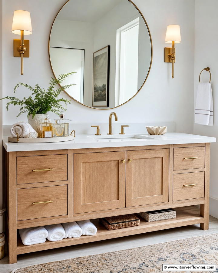 Artful Decor Accents - 20 Wood Bathroom Vanity Ideas for a Warm Look
