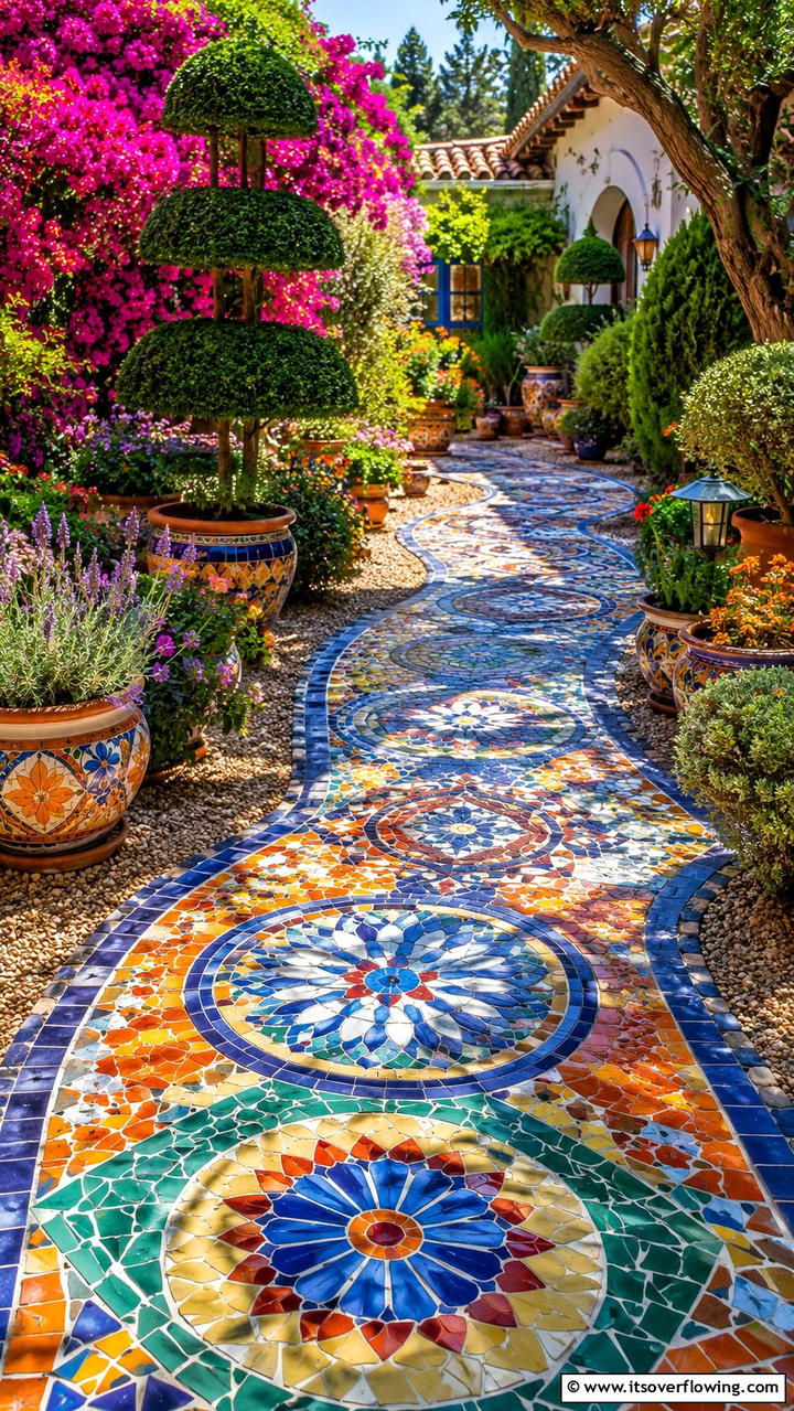 Artful Mosaic Walk - 30 Stunning Garden Path Ideas to Guide Your Landscape