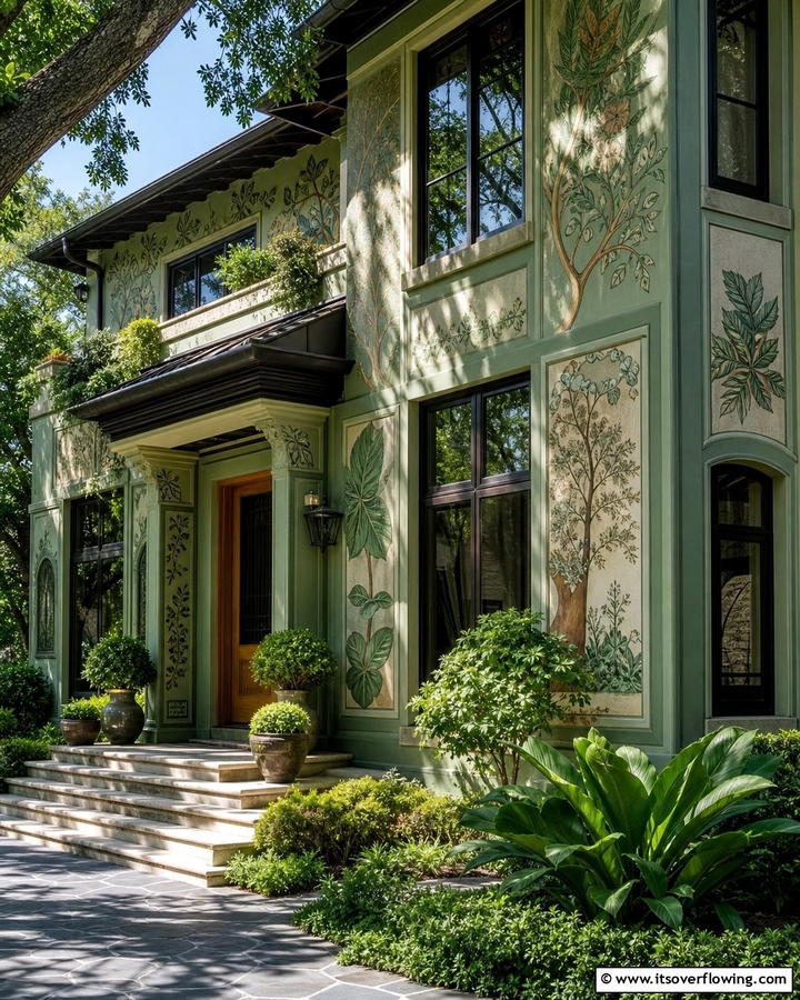 Artful Sage Murals and Designs - 21 Sage Green Exterior Home Designs for Curb Appeal Refresh