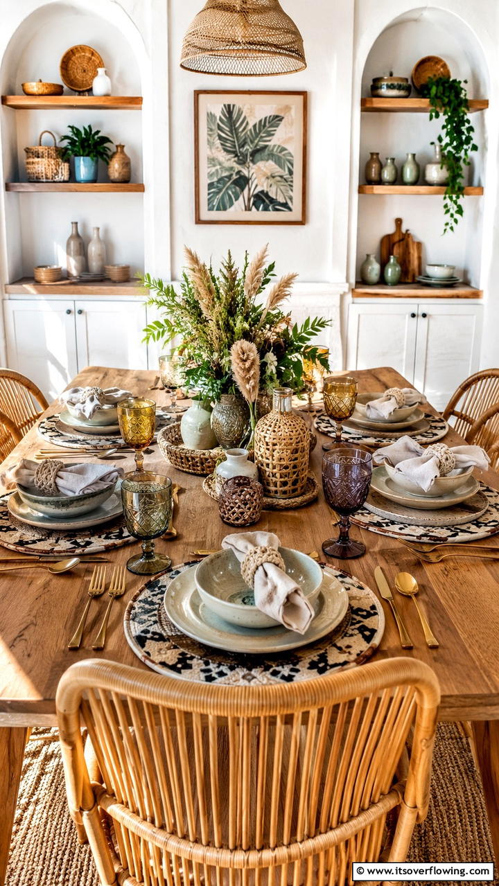 Artful Table Settings - 30 Boho Dining Room Ideas for Eclectic, Free-Spirited Style