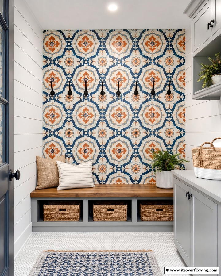 Artful Tile Backsplash - 21 Mud Room Ideas for Organized & Stylish Entryways