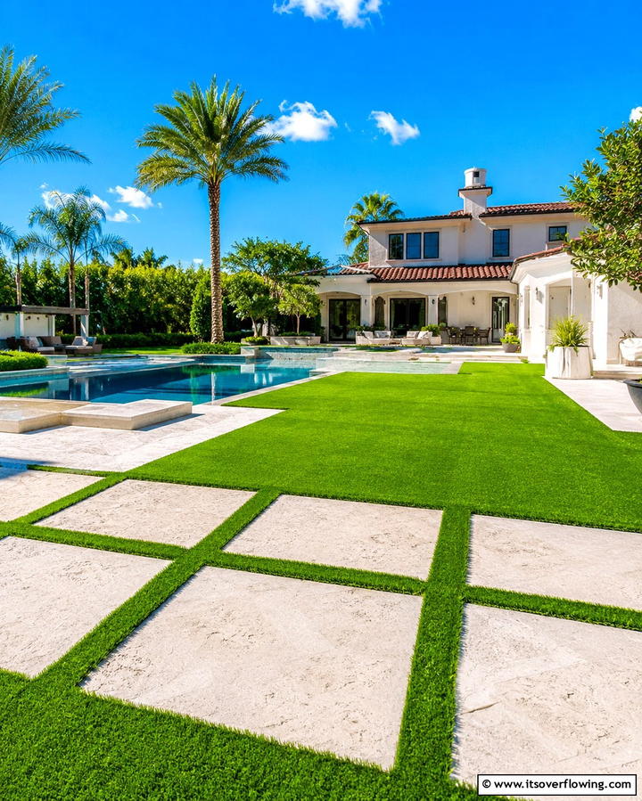 Artificial Grass for Year Round Greenery - 25 Low Maintenance Backyard Landscaping Ideas