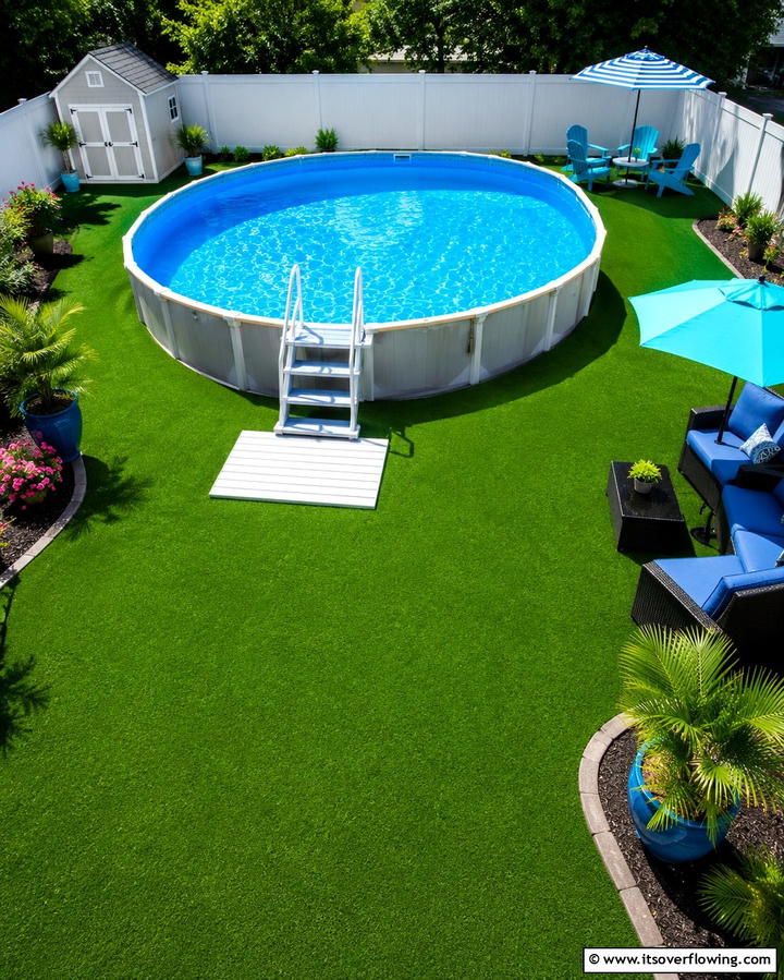 Artificial Turf Surround - 25 Above Ground Pool Landscaping Ideas for a Stunning Yard