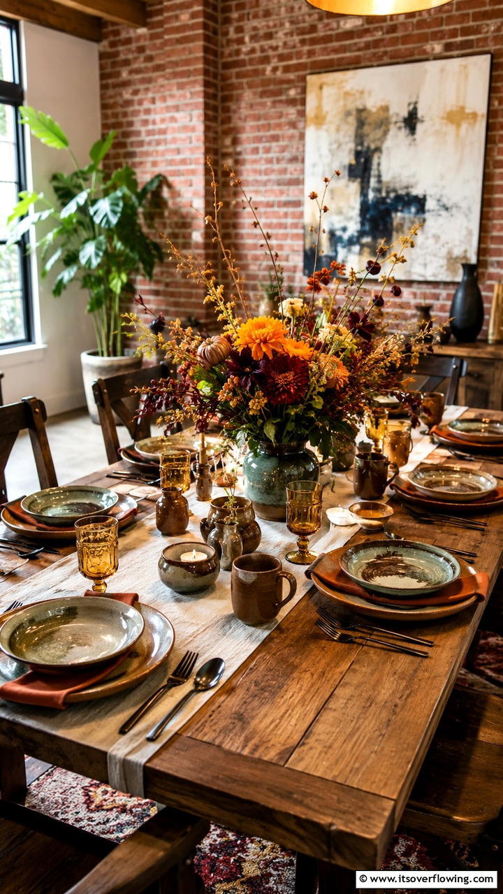 Artisan Crafted Centerpiece - 21 Beautiful Thanksgiving Table Settings for Holiday Meals