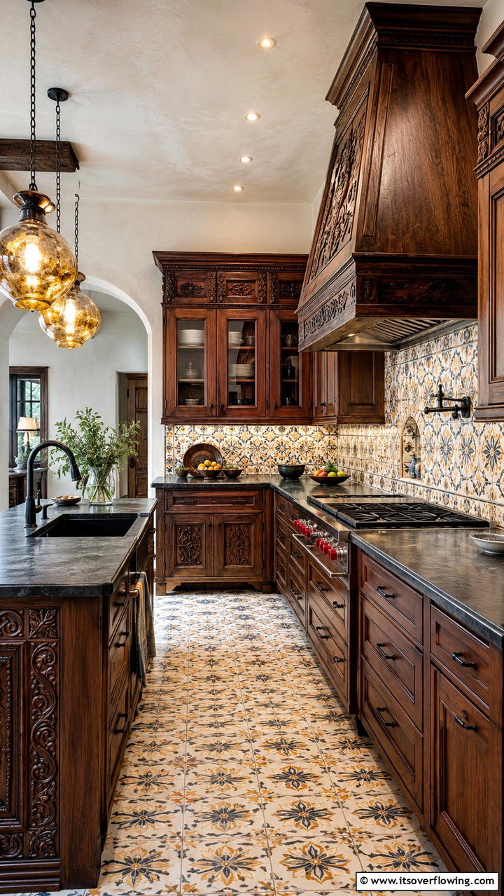 Artisan Crafted Detailing - 30 Dark Wood Kitchen Cabinet Designs for Classic Style