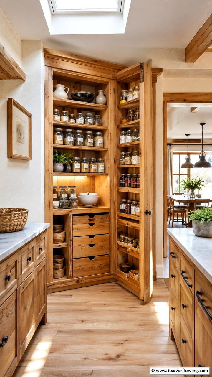Artisan Crafted Wooden Pantry - 30 Corner Pantry Ideas to Maximize Kitchen Storage