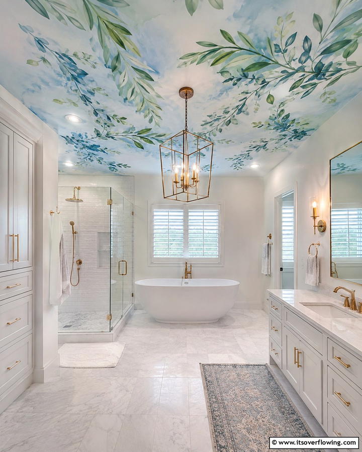 Artisan Hand Painted Murals - 30 Inspiring Bathroom Ceiling Ideas for Modern Homes