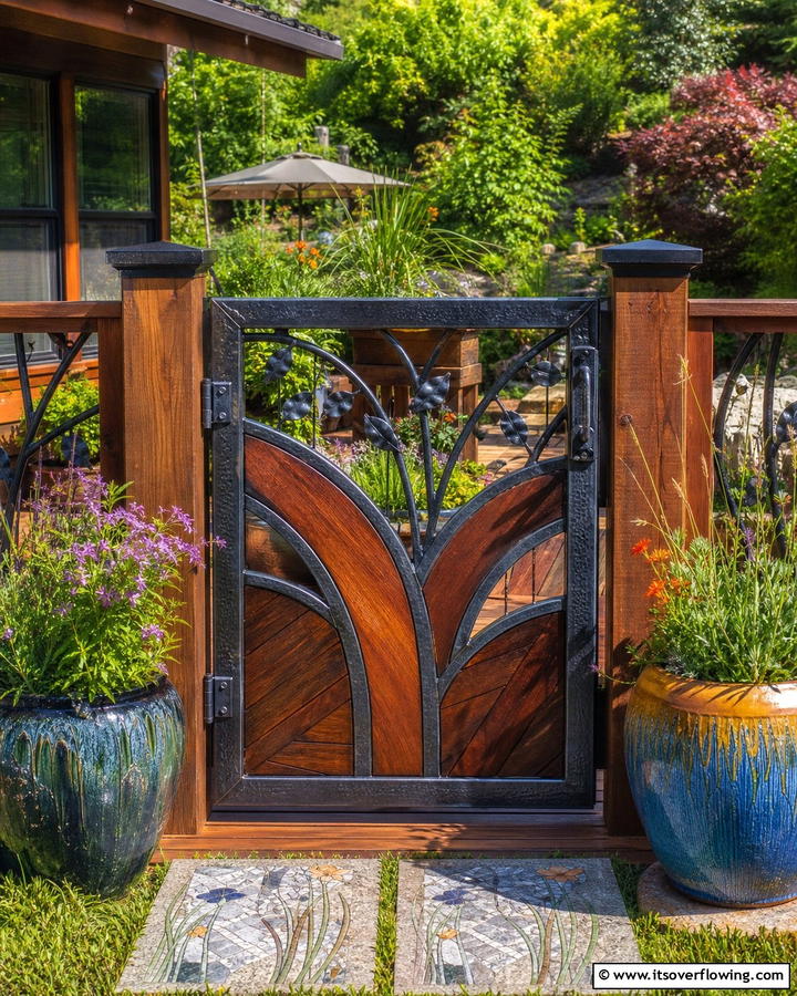 Artisan Handcrafted Finish - 30 Deck Gate Ideas for Safety and Outdoor Style