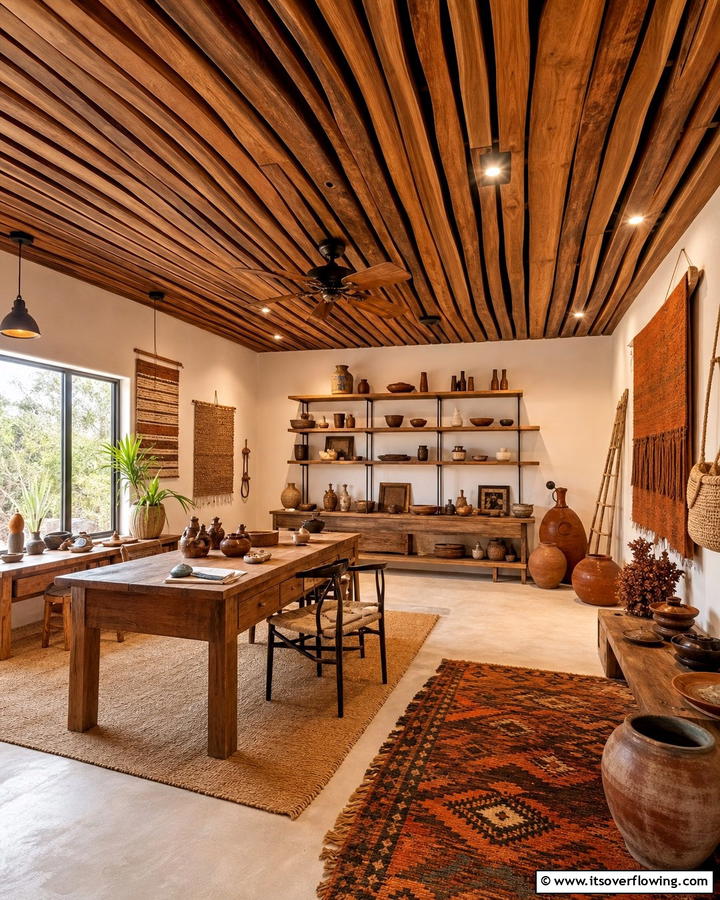 Artisan Handcrafted Wood Slat Ceiling - 30 Wood Slat Ceiling Ideas for Textured Modern Interiors
