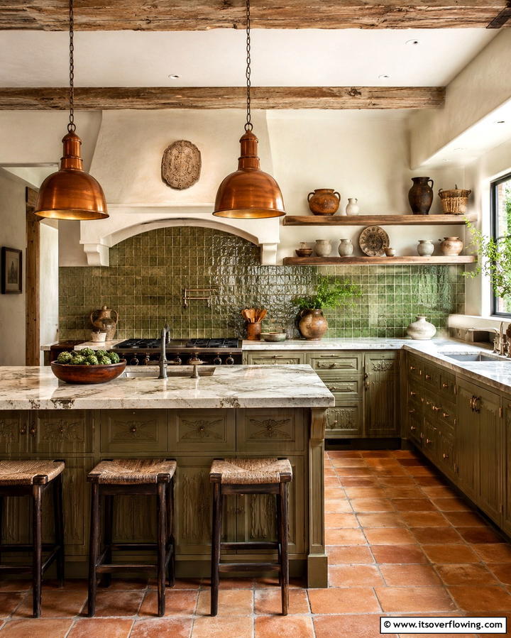 Artisan Olive Green Detailing - 30 Olive Green Kitchen Designs for a Warm Cooking Space