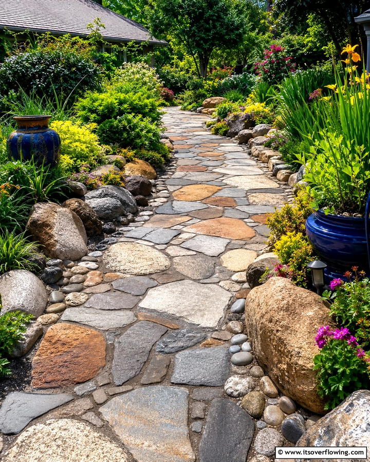 Artisanal Stone Walk - 30 Rock Walkway Ideas to Elevate Your Garden Design