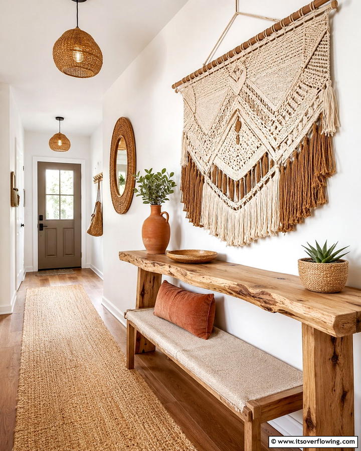 Artisanal Wall Hangings - 30 Hallway Decor Ideas to Maximize Narrow Spaces