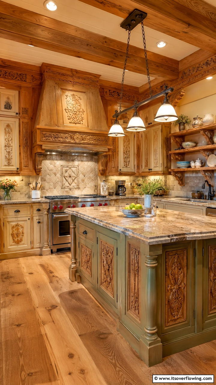 Artisanal Wooden Accents - 30 Cabin Kitchen Ideas- Rustic and Cozy Cooking Spaces