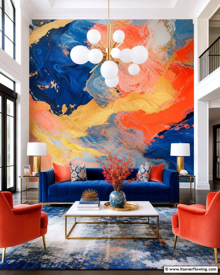 Artistic Abstract Murals - 21 Living Room Wallpaper Ideas to Refresh Your Decor