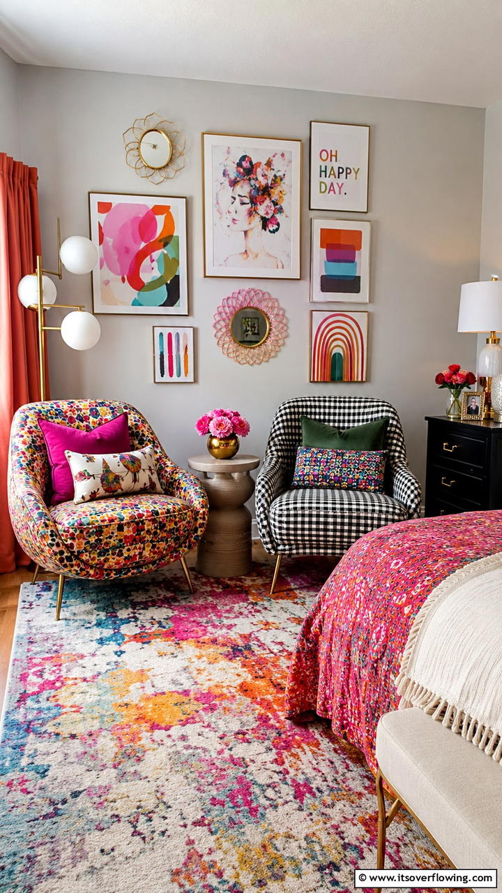 Artistic Accent Chair Arrangement - 30 Bedroom Sitting Area Ideas for Relaxation & Style