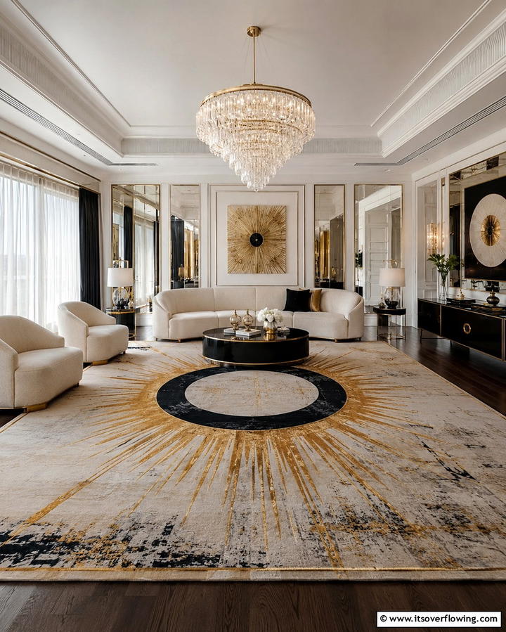 Artistic Area Rugs - 30 Art Deco Interior Design Ideas for Glamorous Spaces