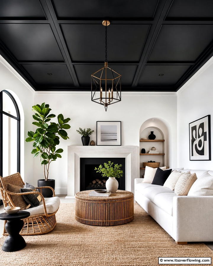 Artistic Black Ceiling Accent - 25 Black Accent Wall Ideas for a Dramatic Statement