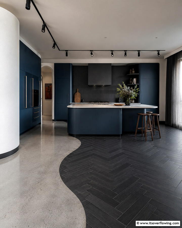 Artistic Black Floor Installations - 30 Sleek Black Floor Kitchen Ideas for Contemporary Designs