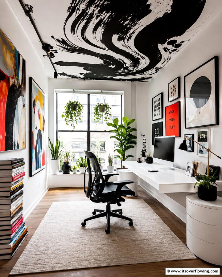 Artistic Black Murals on Ceilings - 30 Modern Black Ceiling Design Ideas for Dramatic Interiors