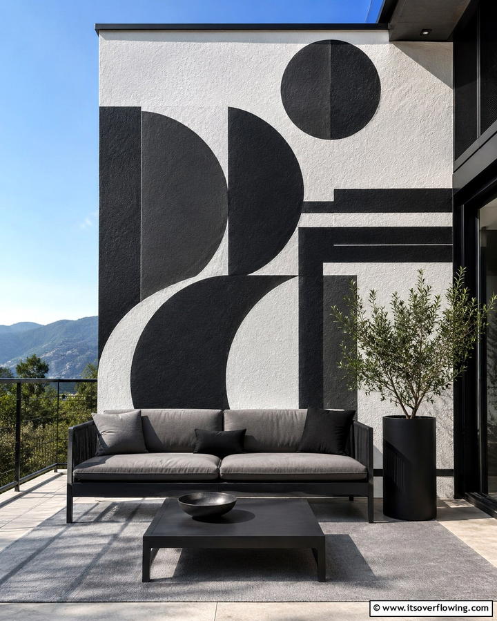 Artistic Black Wall Murals - 30 Inviting Black Porch Ideas for a Modern Outdoor Oasis