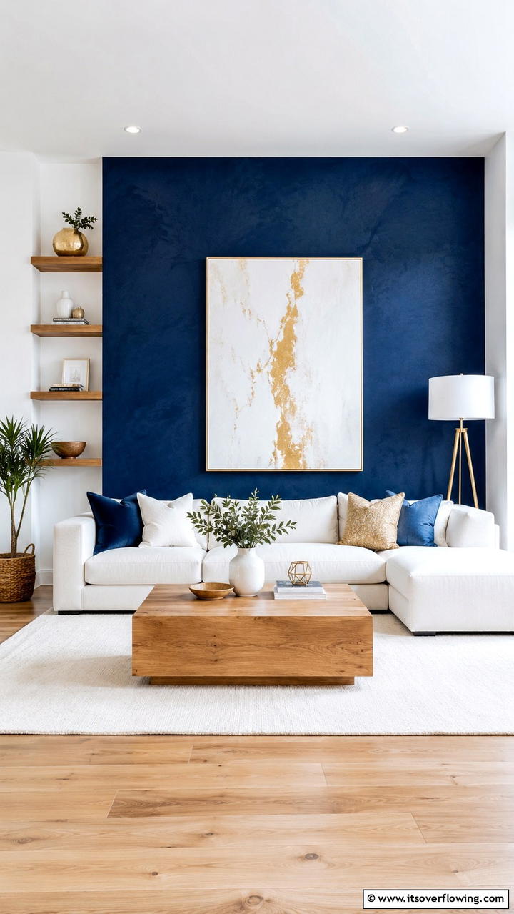 Artistic Blue Accent Walls - 30 Blue and White Decor Ideas for a Fresh and Serene Home Style