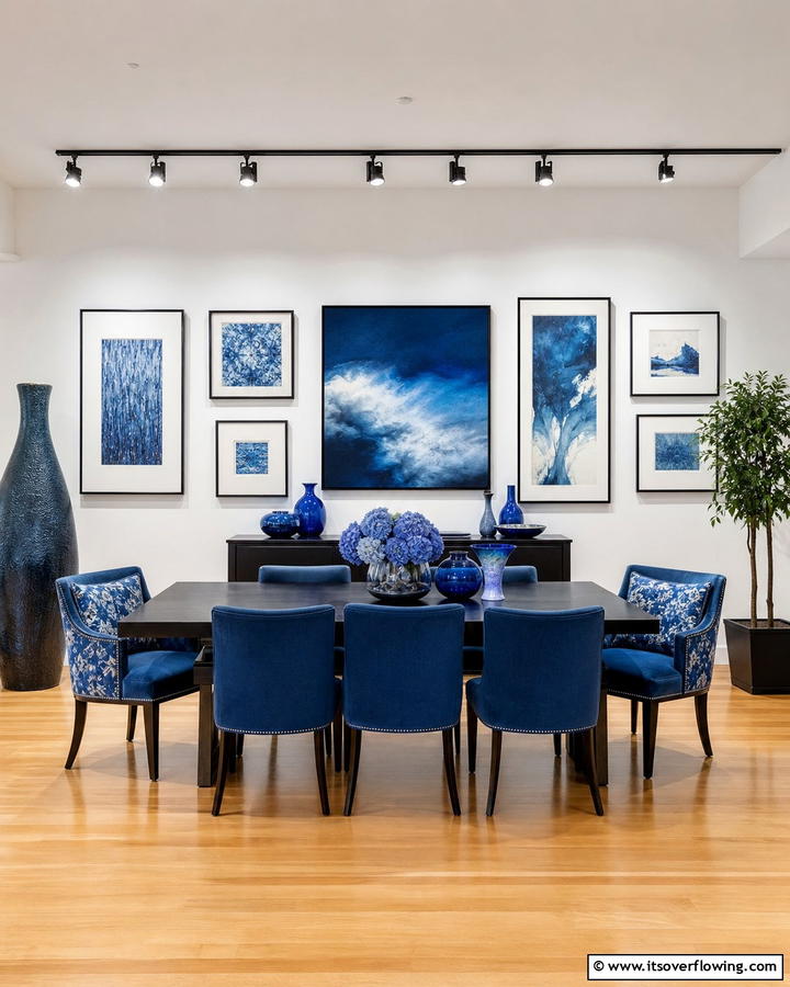 Artistic Blue Gallery - 21 Blue Dining Room Ideas for Calm Entertaining Spaces