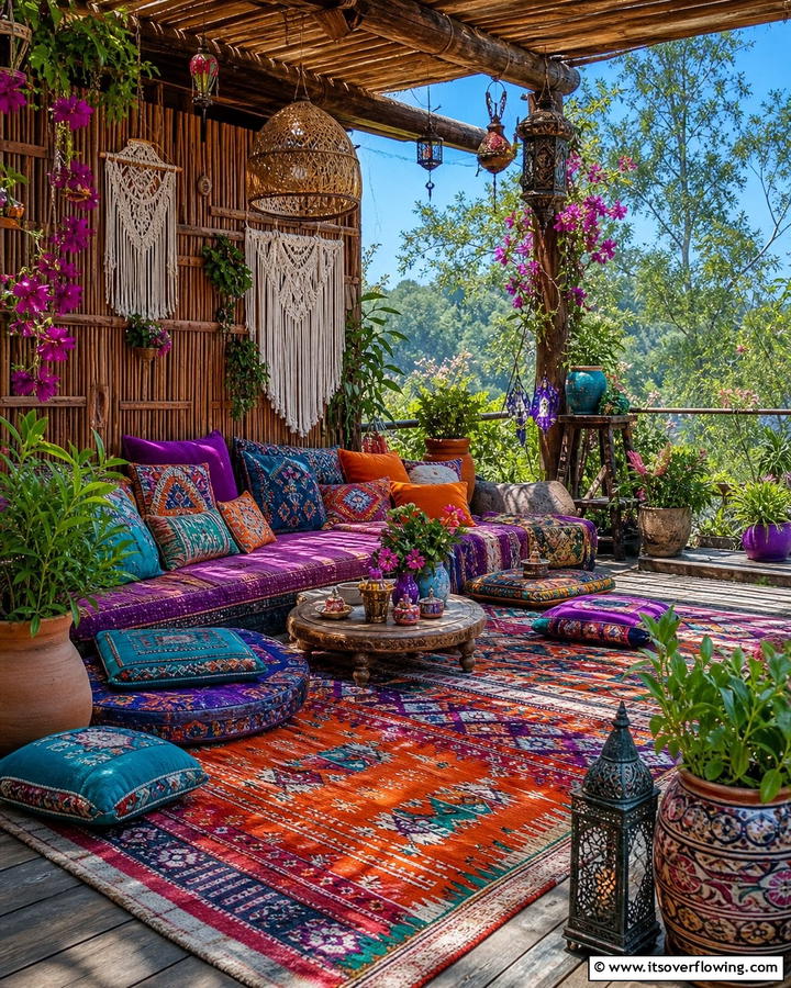 Artistic Bohemian Sanctuary - 21 Outdoor Living Room Ideas for Relaxation & Entertaining