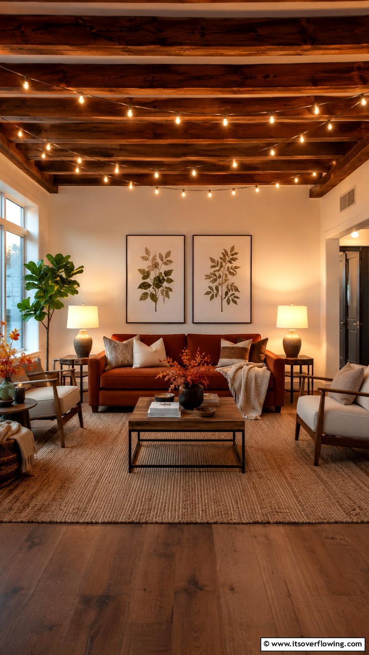 Artistic Branch Displays - 30 Cozy Fall Living Room Ideas to Embrace Autumn Vibes