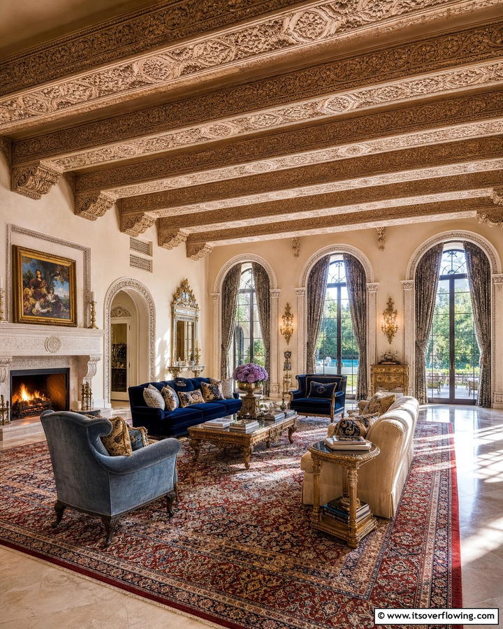Artistic Carved Detailing - 21 Decorative Ceiling Beam Ideas for Rustic Charm