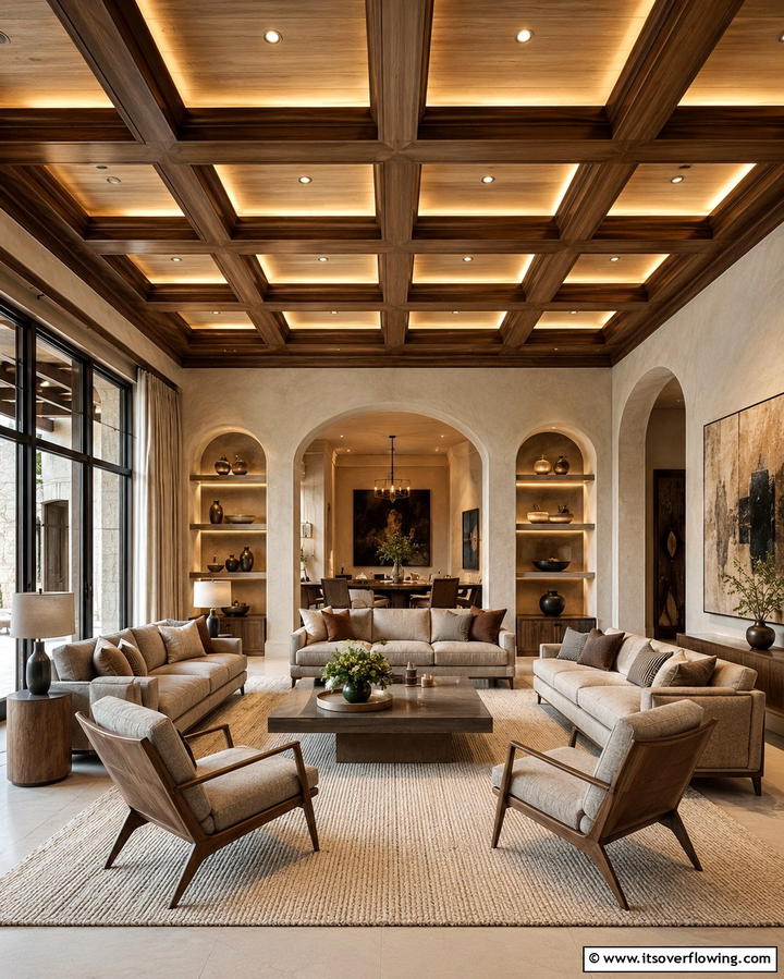 Artistic Ceiling Designs for Visual Interest - 25 Mansion Living Room Ideas for Luxurious Spaces